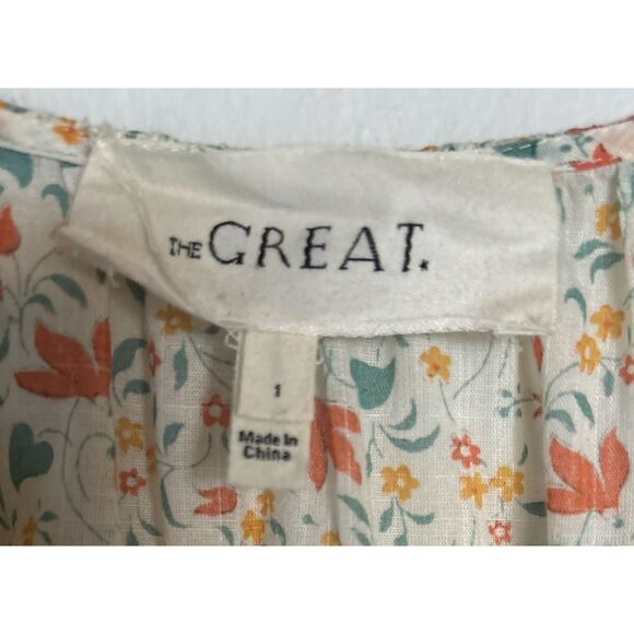 THE GREAT. Pastel Floral Whip Stitched Ravine Dress Size 1 (Small ) - Picture 11 of 12